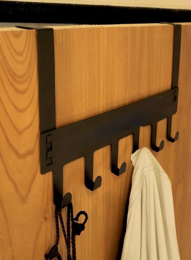 علاقة ملابس روريان قطعة واحدة تُعلق فوق الباب، تصميم بـ 7 خطافات، علاقة متعددة الاستخدامات مثالية لتنظيم الملابس، علاقات أبواب مثالية للملابس والإكسسوارات، مصنوعة من معدن كربوني متين للمنزل (عبوة من قطعة واحدة) - Image 1